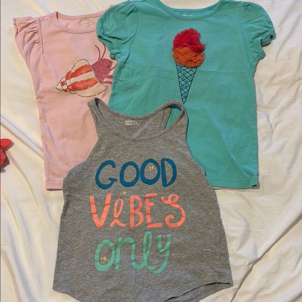 Crazy 8 Kids Graphic Tank and Tees Set - Gray, Pink, and Green